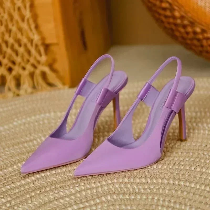 women's summer sandals 2026Designer Luxury Women Slingback Sandals Pointed Toe Slip on Thin High Heel Ladies Elegant Pumps Shoes