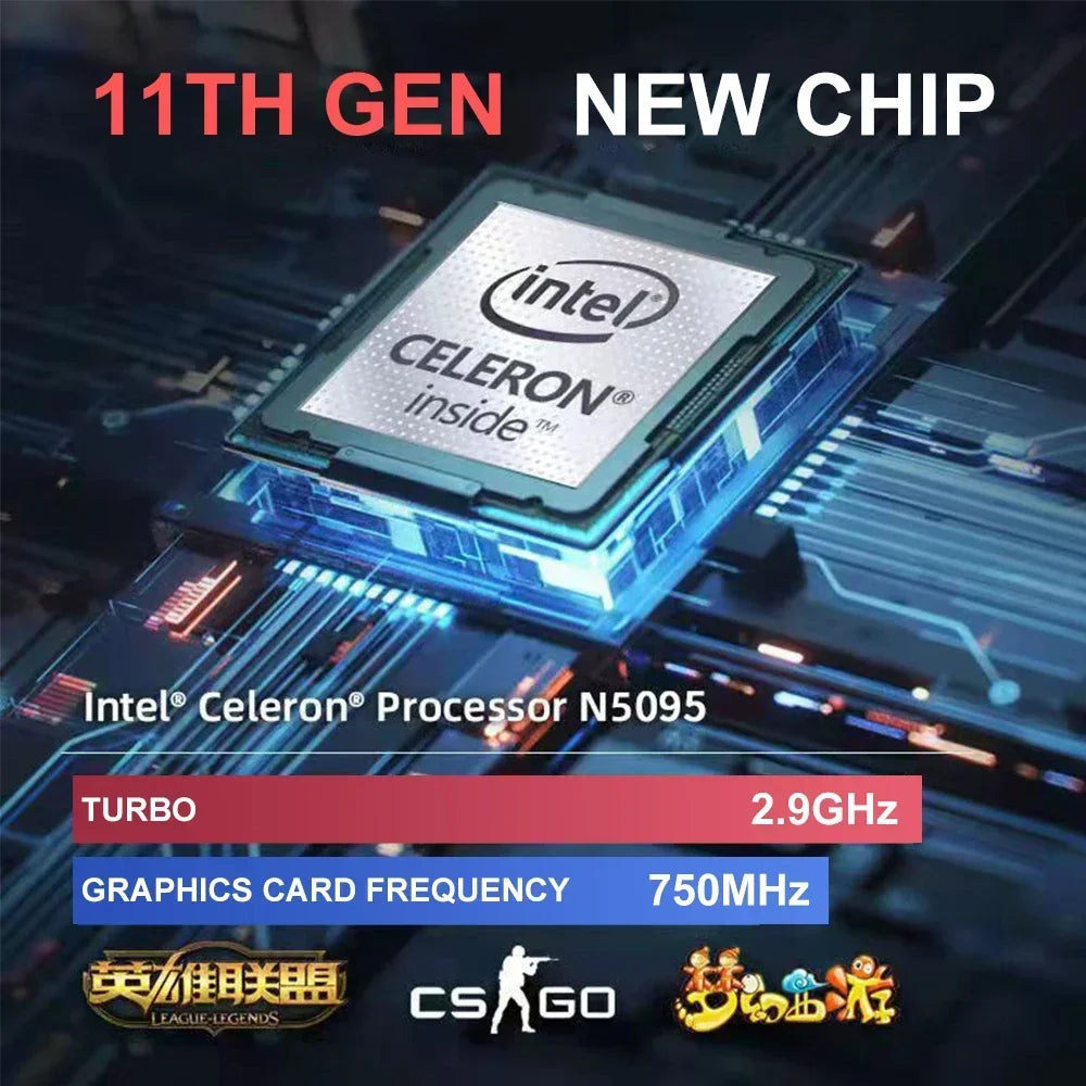 AKPAD Windows 10 11 Ram 16GB Rom 256GB 512GB 1TB 2TB SSD Ultrabook Computer 2.4G/5.0G Wifi Bluetooth Intel N5095 Cheap Laptop