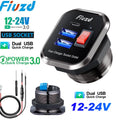 12V USB Outlet 36W Dual PD USB-C Port Quick Charge 3.0 Car USB Charger Socket Power Outlet w/ Voltmeter Switch