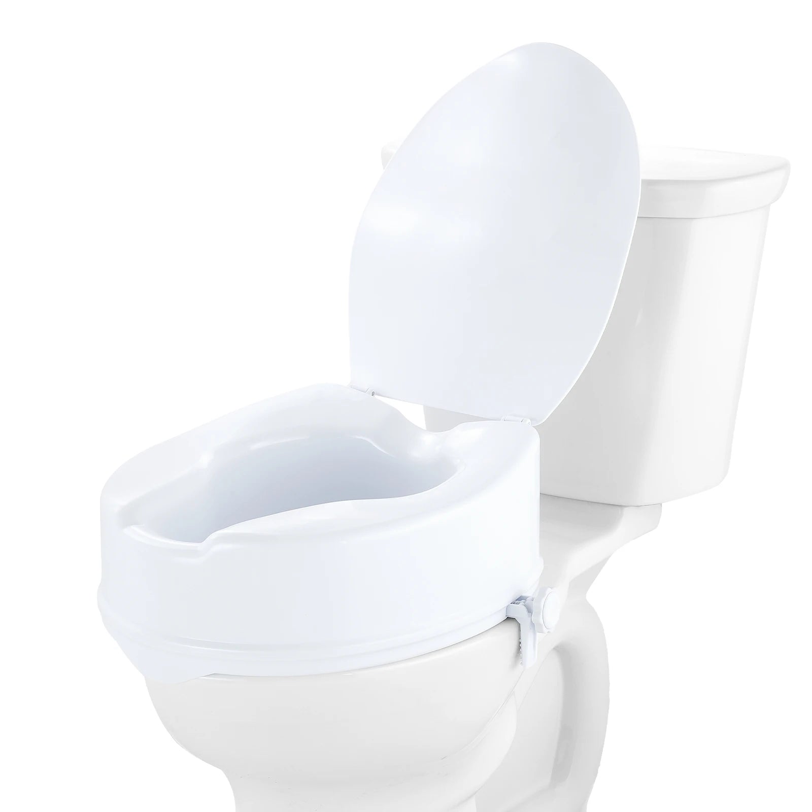 SucceBuy Raised Toilet Seat 5inch Height Raised 300 lbs Screw Rod Locking for Elderly Handicap Patient Pregnant Medical