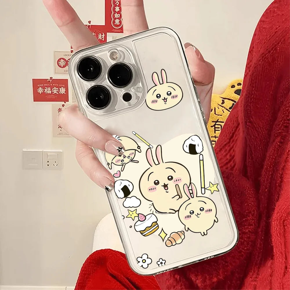 Cartoon cute  phone case FUNDA For iPhone 12 11 13 14 15 16 17MINI Max Pro Plus Shockproof Soft Clear Back Cover C-Chii K-Kawas