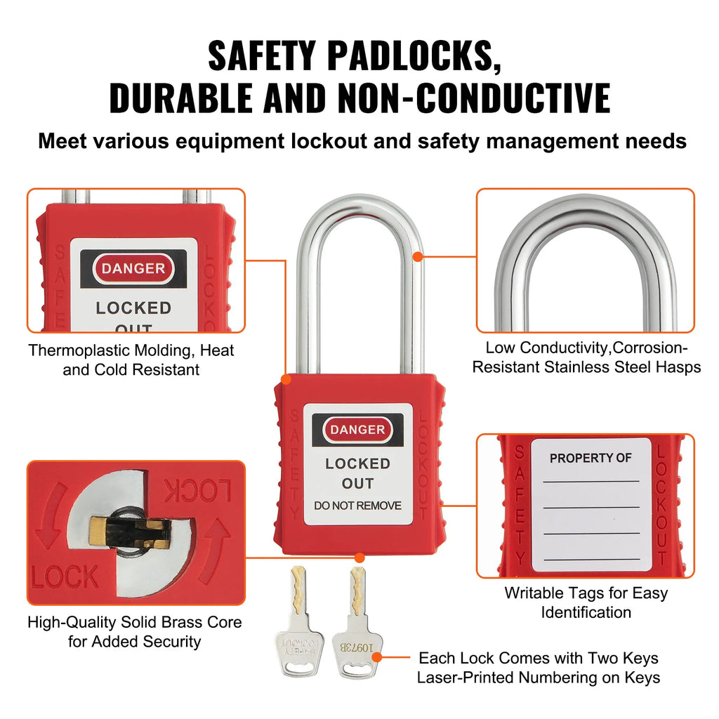 SucceBuy Electrical Lockout Tagout Kit 47 PCS Safety Loto Kit w/ Padlocks Hasps Tags Nylon Ties Plug Lockouts Circuit Breaker