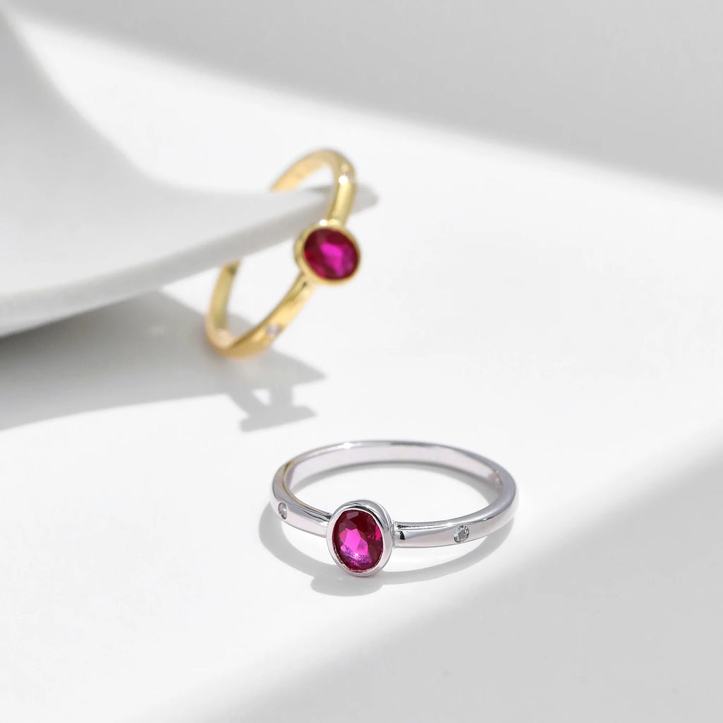 MODIAN 925 Sterling Silver Elegant Red Cubic Zirconia Ring For Women Summer Basic Rings Party Vacation Fine Jewelry