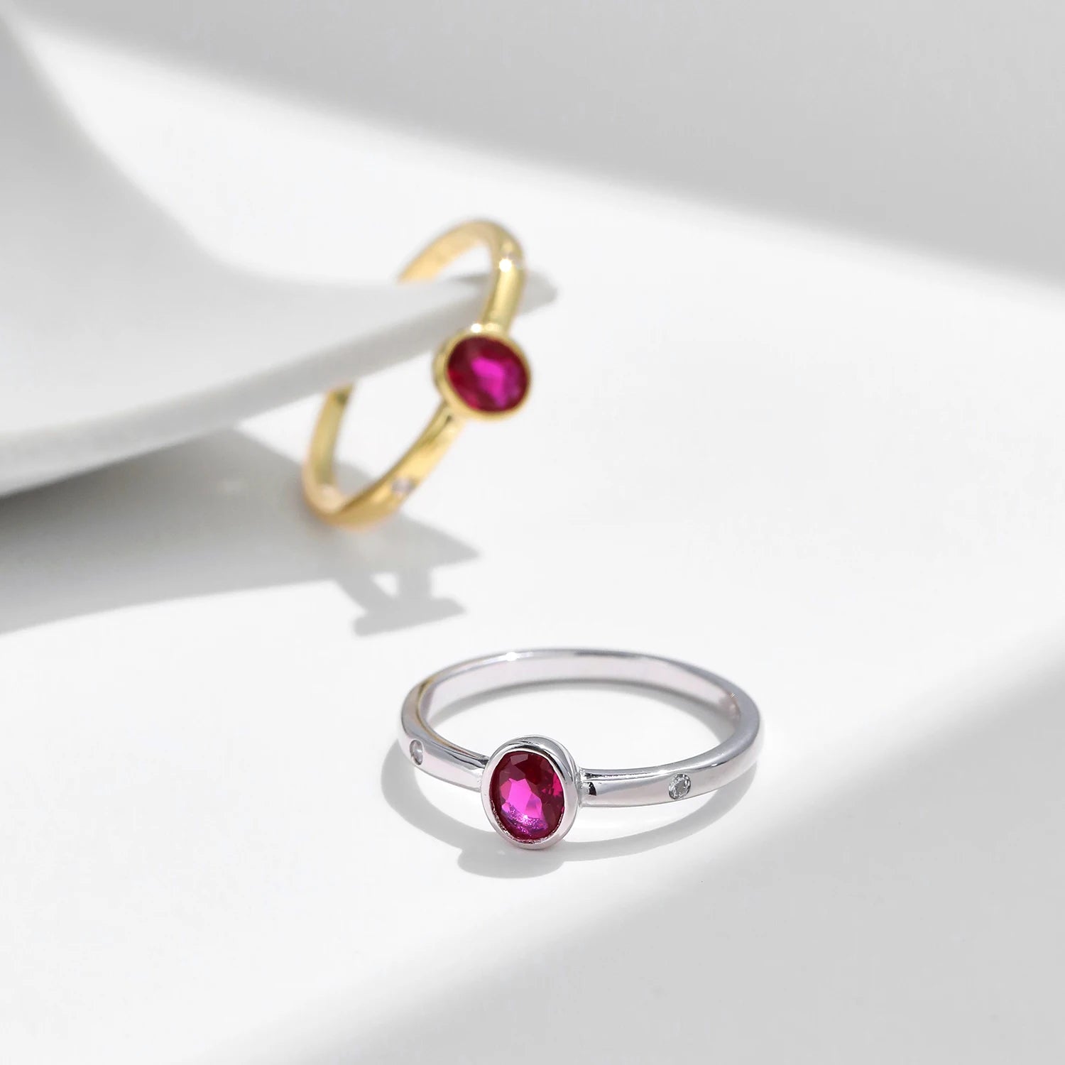 MODIAN 925 Sterling Silver Elegant Red Cubic Zirconia Ring For Women Summer Basic Rings Party Vacation Fine Jewelry
