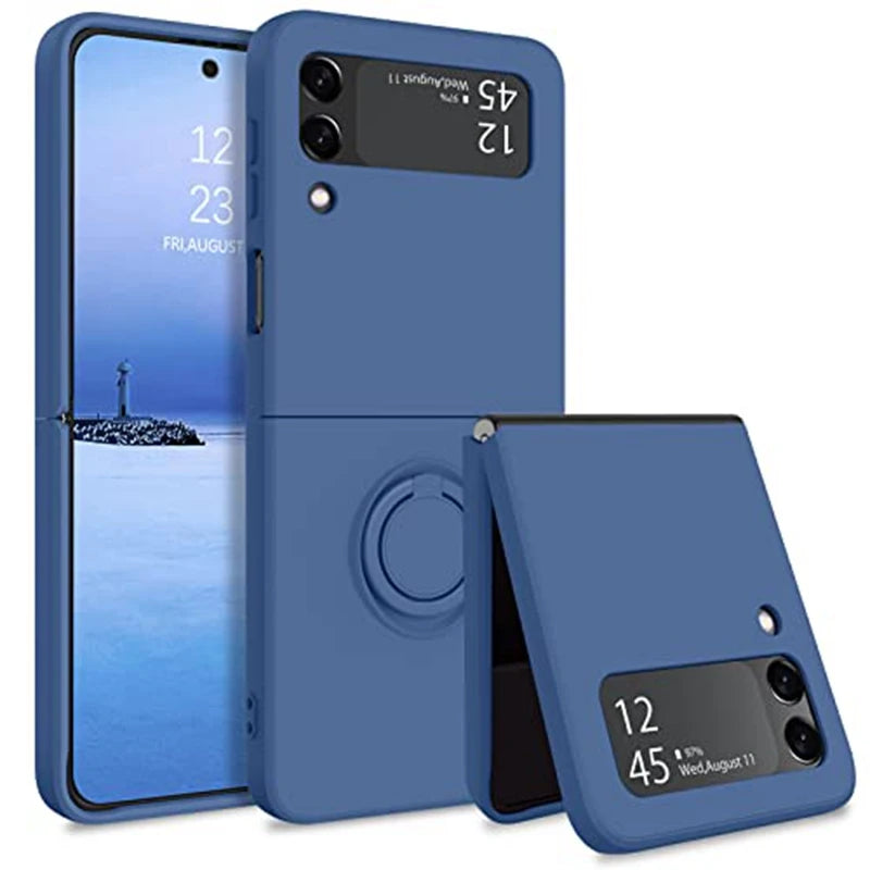 For Samsung Z Flip 5 6 Case Ring Holder Magnetic Liquid Silicone Cases for Samsung Galaxy Z Flip 3 5 6 ZFlip 4 ZFlip5 Soft Cover