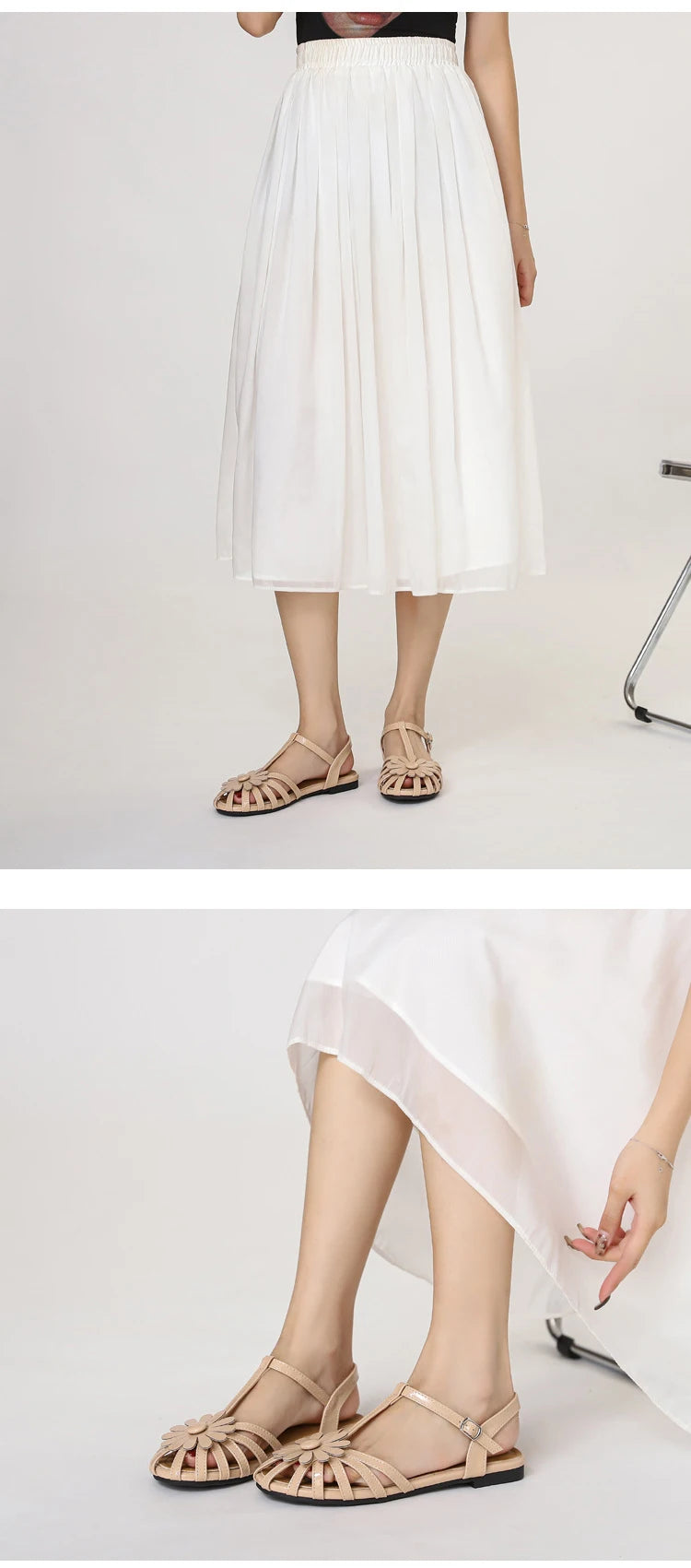 Summer Flat Sandals for Women Braided Hollow Closed-toe Sandals Outdoor Wear Breathable Holiday Roman Shoes sandalias de mujer