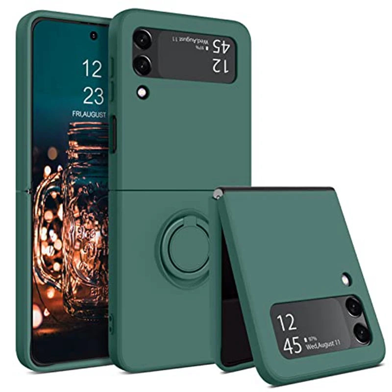 For Samsung Z Flip 5 6 Case Ring Holder Magnetic Liquid Silicone Cases for Samsung Galaxy Z Flip 3 5 6 ZFlip 4 ZFlip5 Soft Cover