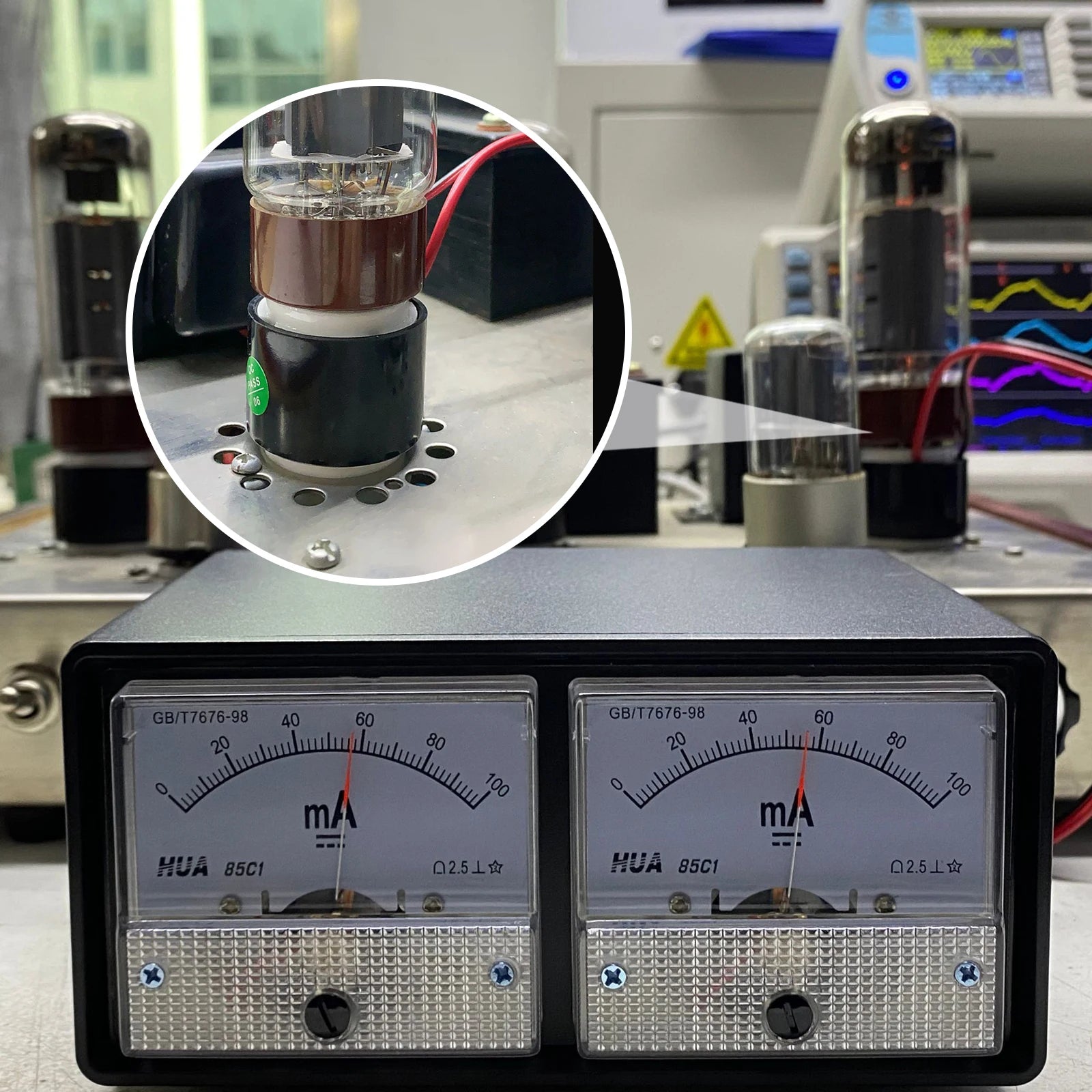 Nobsound 8-Pin Dual Bias Current Probes Tester+Dual Large Ampere Meter for EL34,KT88,6L6,6V6,5881,6550,KT66,KT100,KT120 Tubes