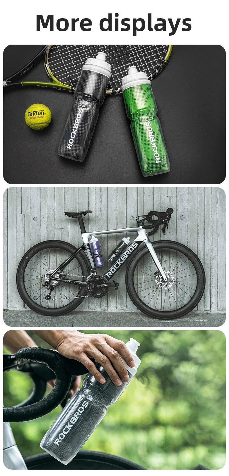 ROCKBROS Thermo Bottle Summer Cold Water Bottle Large Capacity Cycling Thermal Bike Bottle Running Hiking Outdoor Kettle ﻿