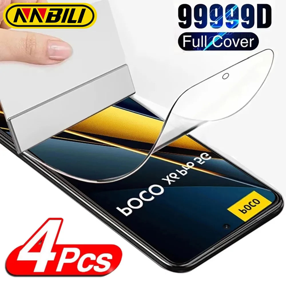 4Pcs Hydrogel Film For Xiaomi Poco X6 F5 Pro F4 GT F3 C65 Screen Protector For Poco X3 X4 X5 M4 M3 M6 Pro GT 5G M5S Cover Film