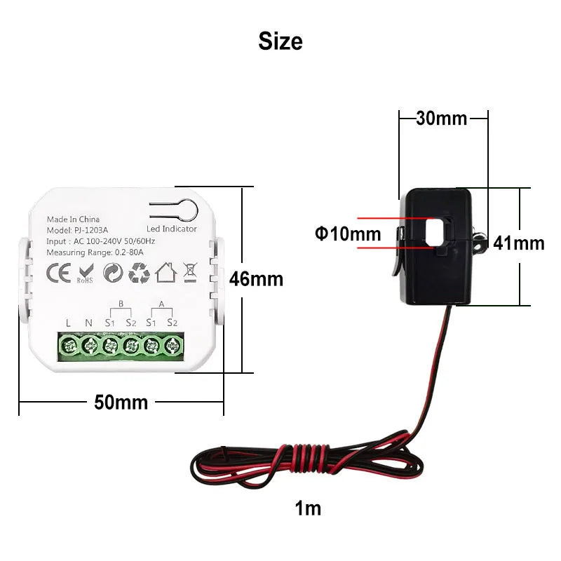 Smart Life ZigBee Energy Monitor, 1, 2 Channel Bidirectional with Current Sensor, App Monitor Power, AC100- 240V Need Gateway