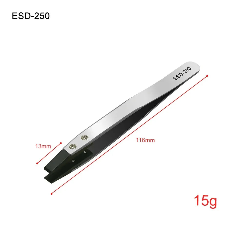 Industrial Tweezers Electronics Anti-static Curved Straight Tip Precision Stainless DIY Hand Tools Sets Forceps Phone Repair