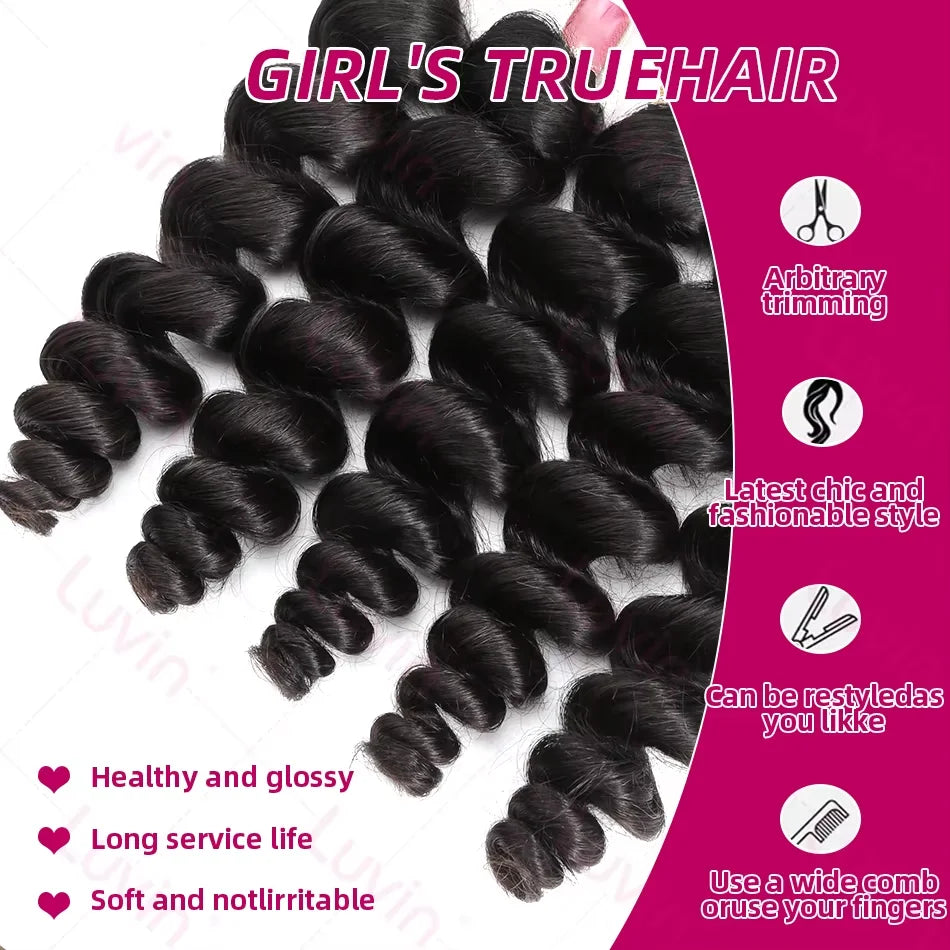 28 38 Inch 18A Loose Wave Bundles Human Hair Bundles Raw Virgin Unprocessed Extensions Loose Deep Wave Bundles Double Weft Braid