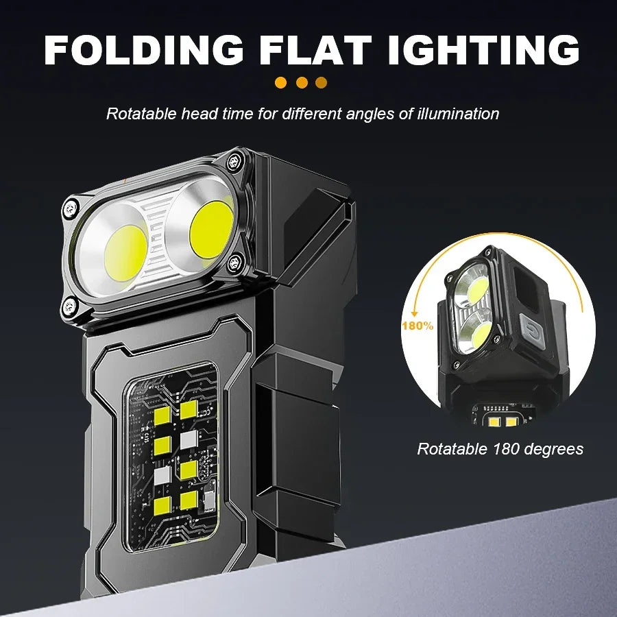 Mini USB Rechargeable LED Flashlight Portable Magnetic Work Light Super Bright COB Torch for Outdoor Camping Emergency Lantern