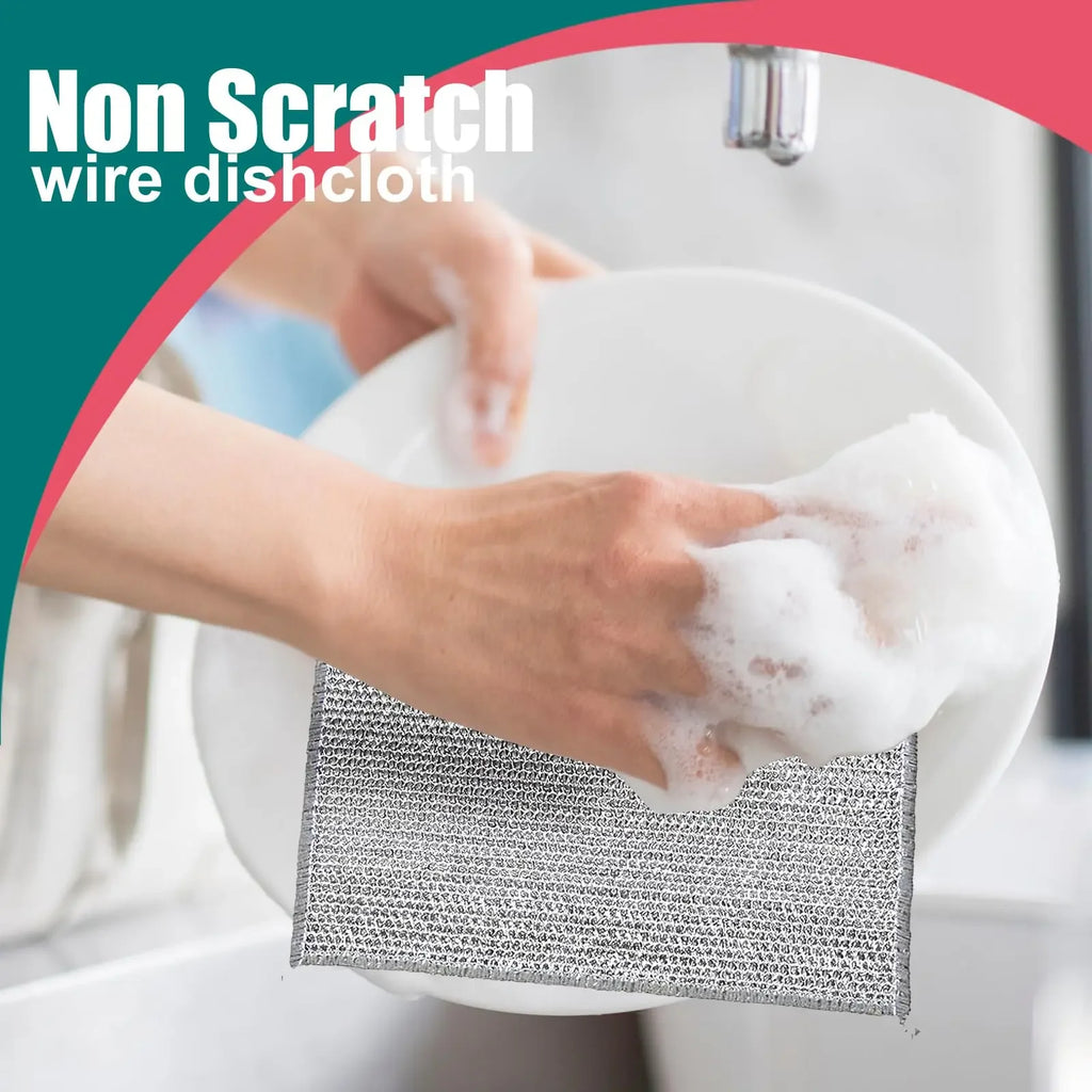 Thickened Steel Wire Cleaning Cloth Non-Scratch Double-layer Single-Layer Iron Microfiber Mesh Dishrag Washing  Kitchen Towel