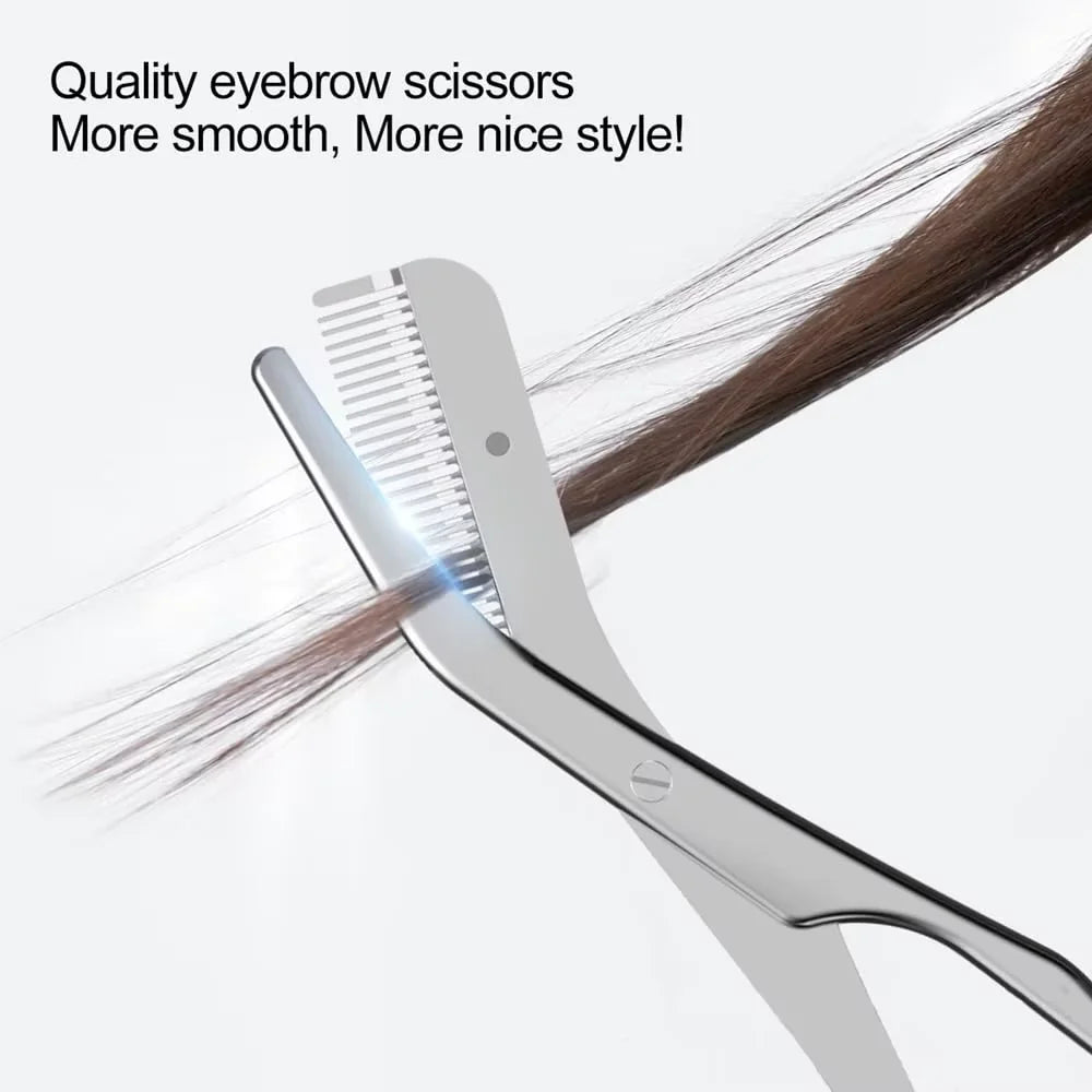 Stainless Steel Eyebrow Scissors With Eyebrow Comb High Quality Makeup Scissors Eyebrow Trimming Knife Hair Remover Shaver Tool