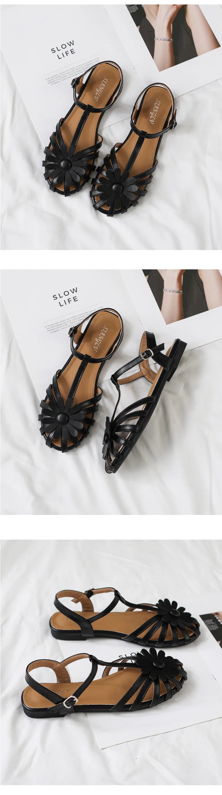 Summer Flat Sandals for Women Braided Hollow Closed-toe Sandals Outdoor Wear Breathable Holiday Roman Shoes sandalias de mujer