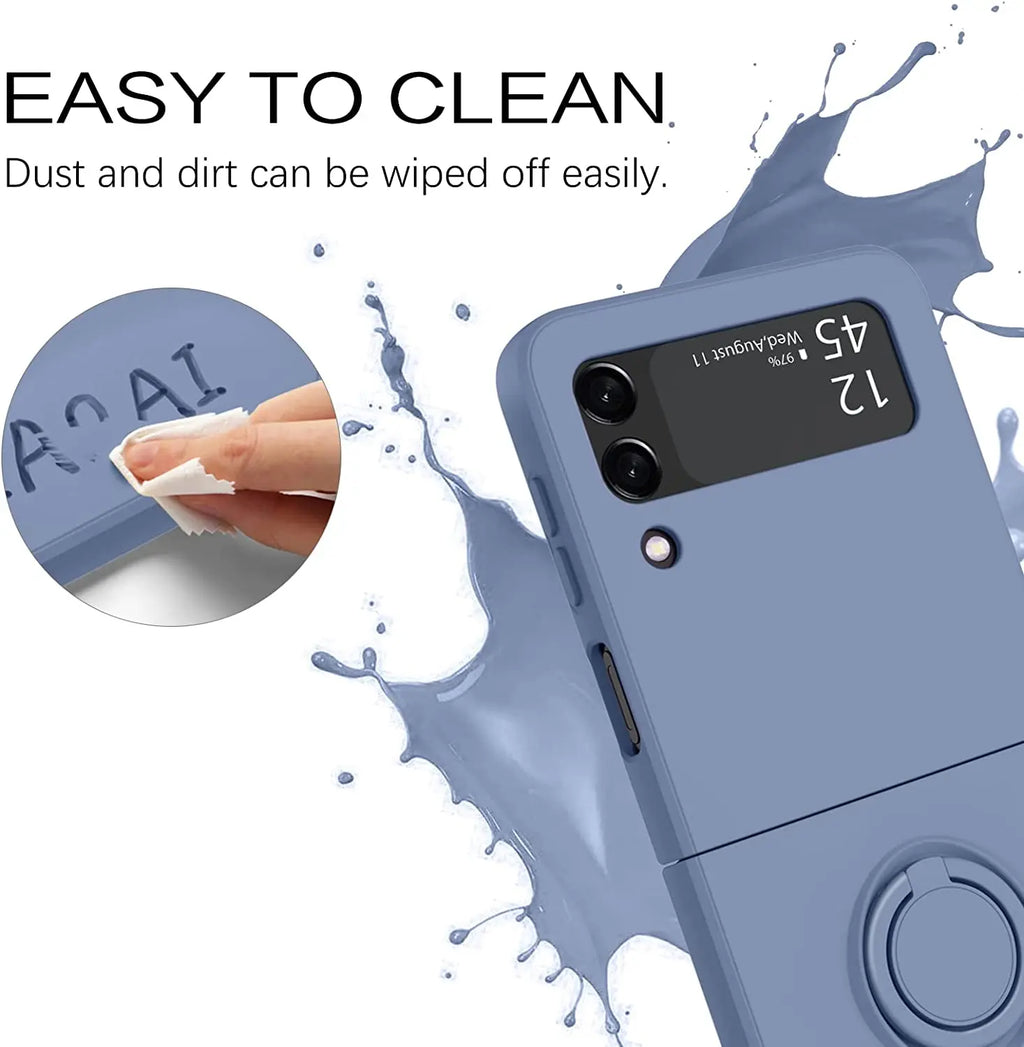 For Samsung Z Flip 5 6 Case Ring Holder Magnetic Liquid Silicone Cases for Samsung Galaxy Z Flip 3 5 6 ZFlip 4 ZFlip5 Soft Cover