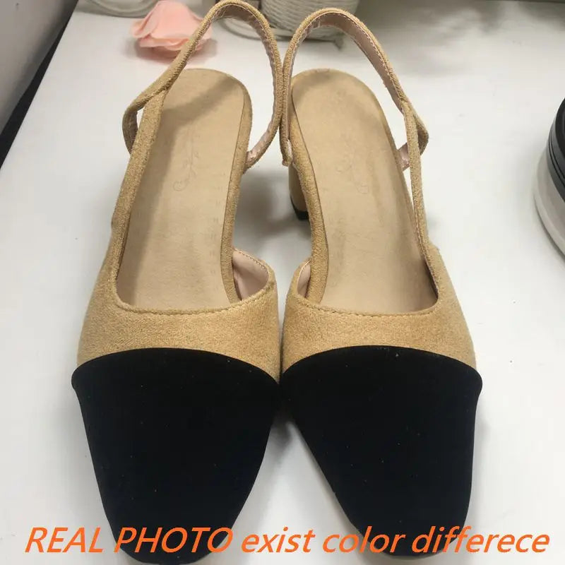 SIMLOVEYO Big size 33-46 Sandal women High heels summer Shoes Pointed toe Slip on Black Beige sandalias S1152