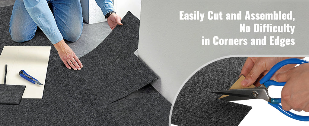 SucceBuy Carpet Tiles Peel & Stick Self Adhesive Carpet Floor Soft Padded Carpet Tiles for Bedroom Living Room Indoor Outdoor