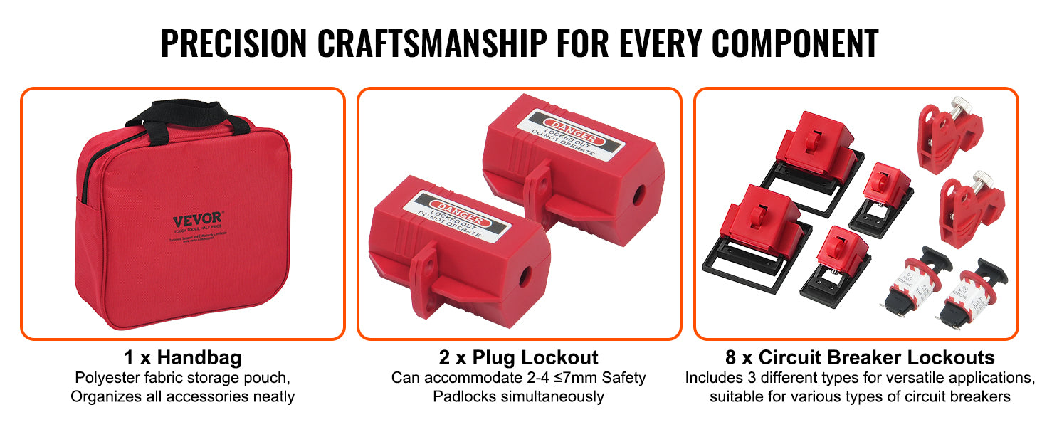 SucceBuy Electrical Lockout Tagout Kit 47 PCS Safety Loto Kit w/ Padlocks Hasps Tags Nylon Ties Plug Lockouts Circuit Breaker